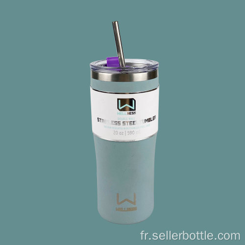 Couvercle en plastique de 590 ml avec ventouse en paille